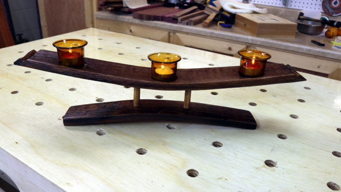 Wine Barrel Stave Tea Light Candle Holder Build