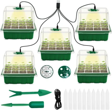 Mother's Day gift ideas for gardeners: 5-pack seed starter trays and grow lights kit